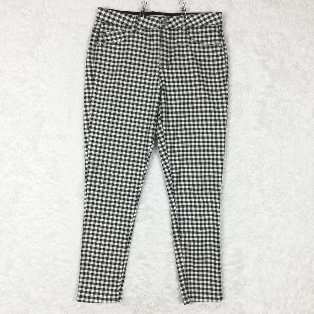 Democracy Womens Pants "Ab"solution Ankle Skinny Black White Gingham Mid Rise 8